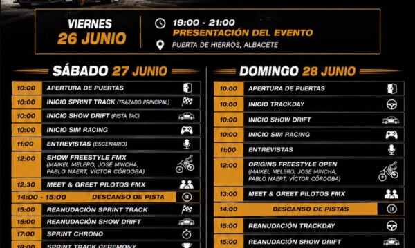 260626 Horarios 2Fast2Events
